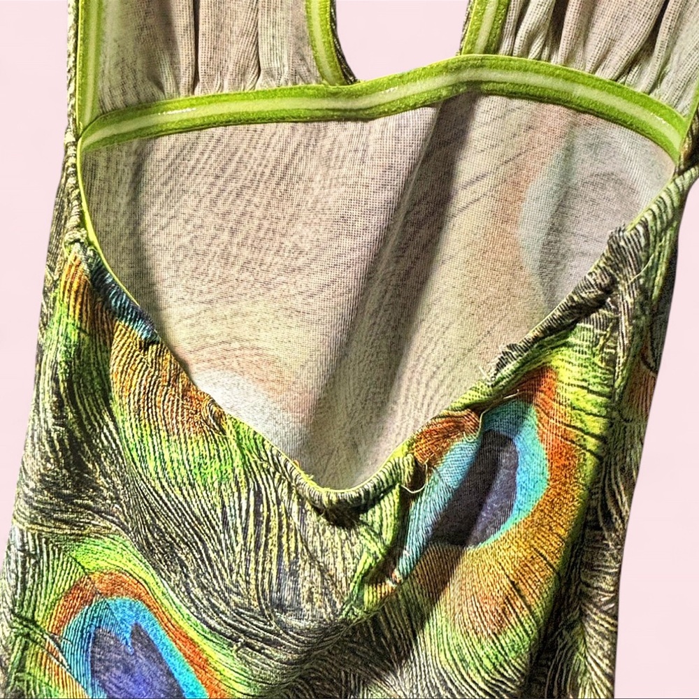 Victor Glemaud Stretchy Peacock Halter Dress - Picture 3 of 3